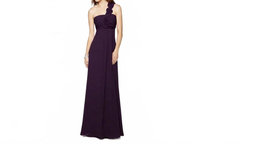 NEW LAST DRESS one-shoulder chiffon gown in purple